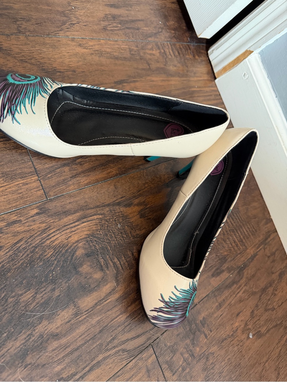 Cream with Teal & Purple Peacock Accent - Picture 6 of 9